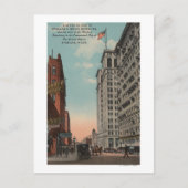 Carte Postale Spokane, WA - Vue du centre-ville avec Horsecarts (Devant)