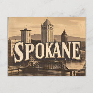 Carte Postale Spokane Washington DC ciel vintage