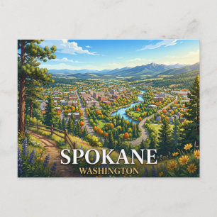 Carte Postale Spokane Washington Voyage Paysage urbain pittore