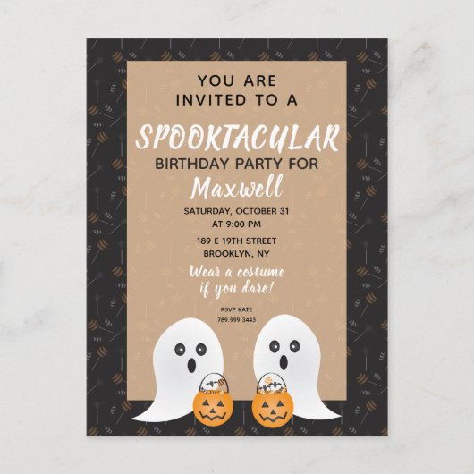 Carte Postale Spooktacular Anniversaire Fantômes Trick Ou Traite (Devant)