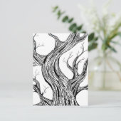Carte Postale Spooky Abstract Tree Pen Drawing Art (Debout devant)