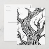 Carte Postale Spooky Abstract Tree Pen Drawing Art (Devant / Derrière)