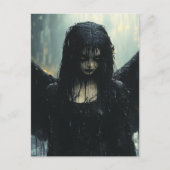 Carte Postale Spooky Dark Angel in Rain Fantasy (Devant)