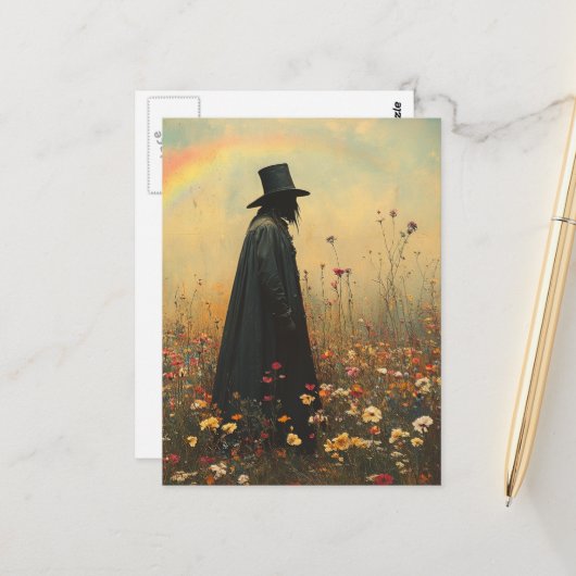 Carte Postale Spooky Plague Doctor in the Meadow (Devant/Arrière en situation)