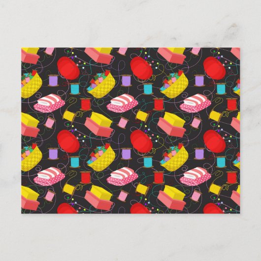 Carte Postale Spools Sewing Threads Pins Blankets Seamstress (Devant)