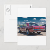 Carte Postale Sport automobile Mustang Muscle rouge Moteur engre (Devant / Derrière)