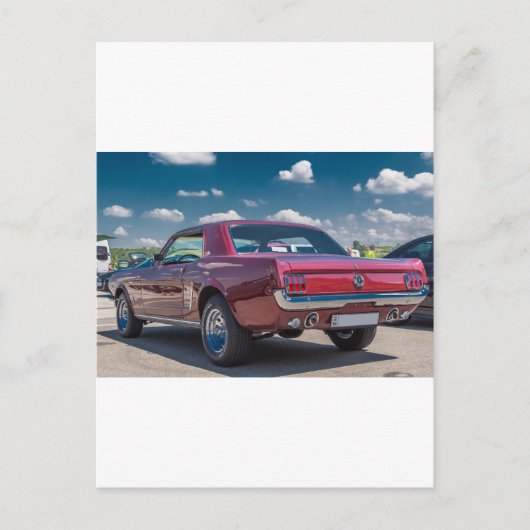 Carte Postale Sport automobile Mustang Muscle rouge Moteur engre (Devant)