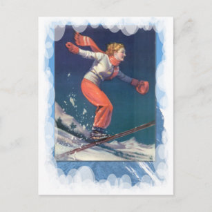 Carte Postale Sports d'hiver vintages - Saut sur skis!
