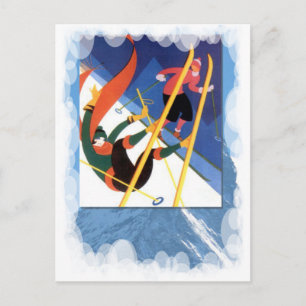 Carte Postale Sports d'hiver vintages -Se battre