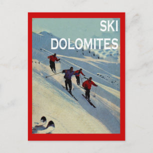 Carte Postale Sports d'hiver vintages, Ski Italie, Dolomites