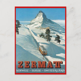 Carte Postale Sports d'hiver vintages, Ski Zermatt, Suisse
