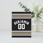 Carte Postale Sports Jersey Black and Gold Strips Nom Numéro (Debout devant)