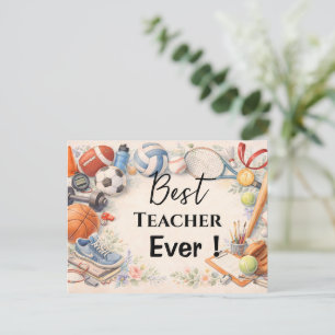 Carte Postale Sports Teacher Thank You Gift End of School Year
