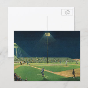 Carte Postale Sports Vintage, Match de Baseball de Nuit