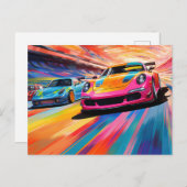 Carte Postale Sportscars colorés (Devant / Derrière)