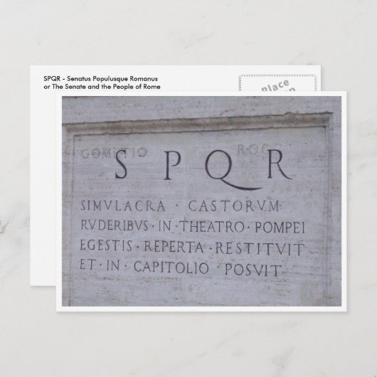 CARTE POSTALE SPQR (Devant / Derrière)