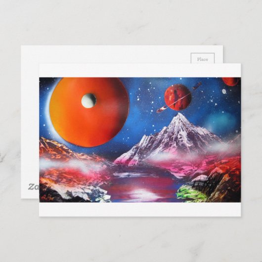 Carte Postale Spray Peinture Art Extérieur Planètes spatiales Sc (Devant / Derrière)