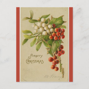 Carte Postale Sprigs vintages de Mistletoe et Holly Christmas