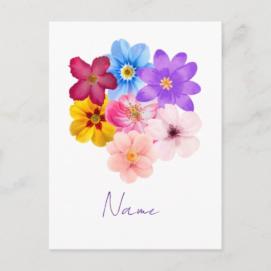 Carte Postale Spring Harmony - Mixed Watercolor Flower Bouquet (Devant)