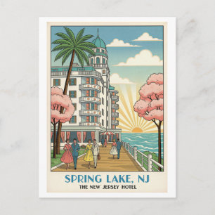 Carte Postale Spring Lake NJ – Hôtel de style Déco coloré des an