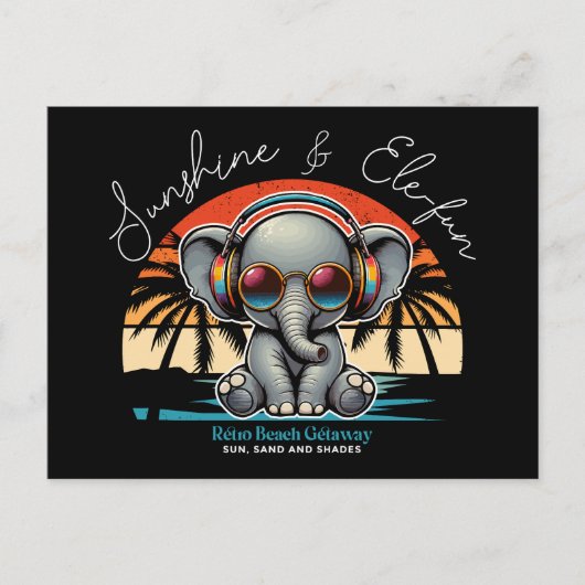 Carte Postale Spring Sunshine and Ele-fun Retro Beach Getaway (Devant)