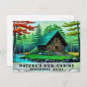 Carte Postale *~* Spring Woods Cabine Imaginaire coloré Art AP49 (Devant / Derrière)