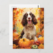 Carte Postale Springer Spaniel Automne Action de grâce (Devant / Derrière)