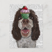 Carte Postale Springer Spaniel avec Cupcake (Devant)