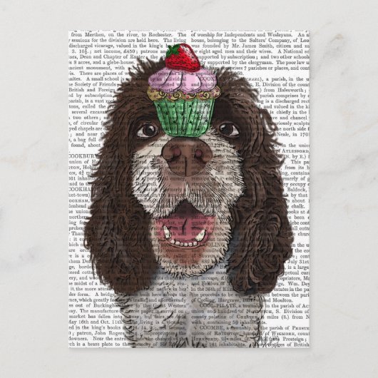 Carte Postale Springer Spaniel avec Cupcake (Devant)