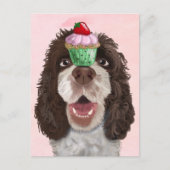 Carte Postale Springer Spaniel avec Cupcake 2 (Devant)