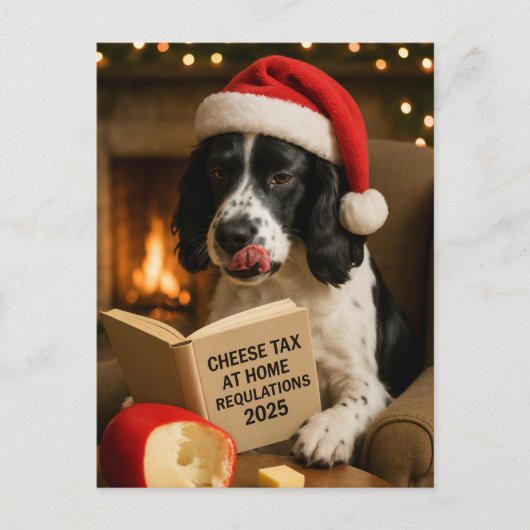 Carte Postale Springer spaniel  'Cheese Tax' Christmas postcard (Devant)