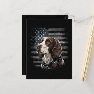 Carte Postale Springer Spaniel Chien Drapeau Américain