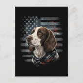 Carte Postale Springer Spaniel Chien Drapeau Américain (Devant)