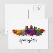 Carte Postale Springfield MA skyline in watercolor (Devant / Derrière)