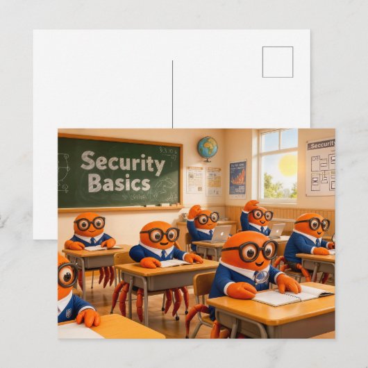 Carte Postale Spy Crab Classroom Learning Essential Security Bas (Devant / Derrière)