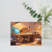 Carte Postale Spy Crab Coordinating Mission Work At Desk (Debout devant)