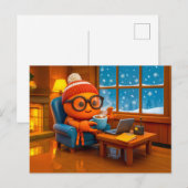 Carte Postale Spy Crab Working Warm Indoors With Coffee (Devant / Derrière)