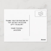 Carte Postale Spy / Secret / Agent spécial Anniversaire Merci (Dos)