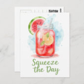 Carte Postale Squeeze Day - Aquarelle Fruit été (Devant / Derrière)