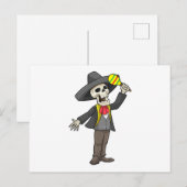 Carte Postale Squelette à la musique avec Maracas (Devant / Derrière)