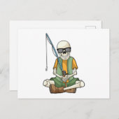 Carte Postale Squelette à la pêche avec canne à pêche (Devant / Derrière)