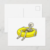 Carte Postale Squelette à la piscine avec bouée (Devant / Derrière)