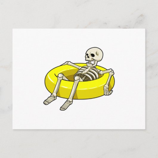 Carte Postale Squelette à la piscine avec un brassard (Devant)