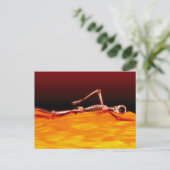 Carte Postale Squelette à rayons X nager dans le lac de feu (Debout devant)