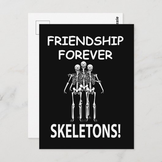 Carte Postale Squelette amitié pour toujours Halloween Squelette (Devant / Derrière)
