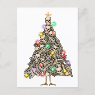 Carte Postale Squelette Arbre de Noël Drôle laide Skeletons de N