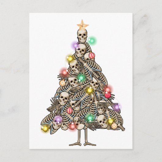 Carte Postale Squelette Arbre de Noël Drôle laide Skeletons de N (Devant)
