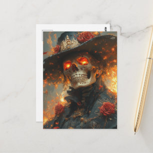 Carte Postale Squelette aux yeux lumineux