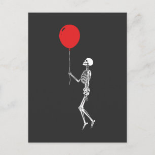 Carte Postale Squelette avec ballon rouge