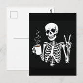 Carte Postale Squelette avec café (Devant / Derrière)